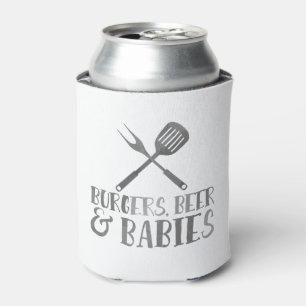 Burger, Bier und Babys GRILLEN Baby-Dusche Dosenkühler