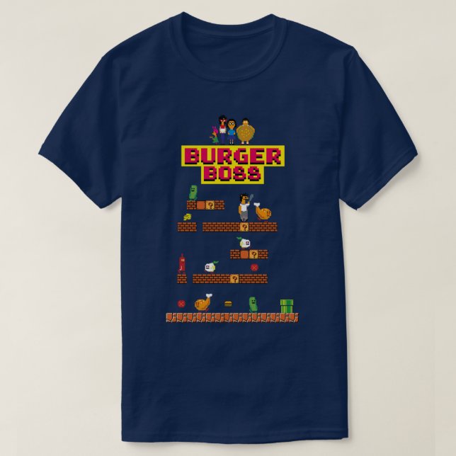 Burger Boss Pixelart T-Shirt (Design vorne)