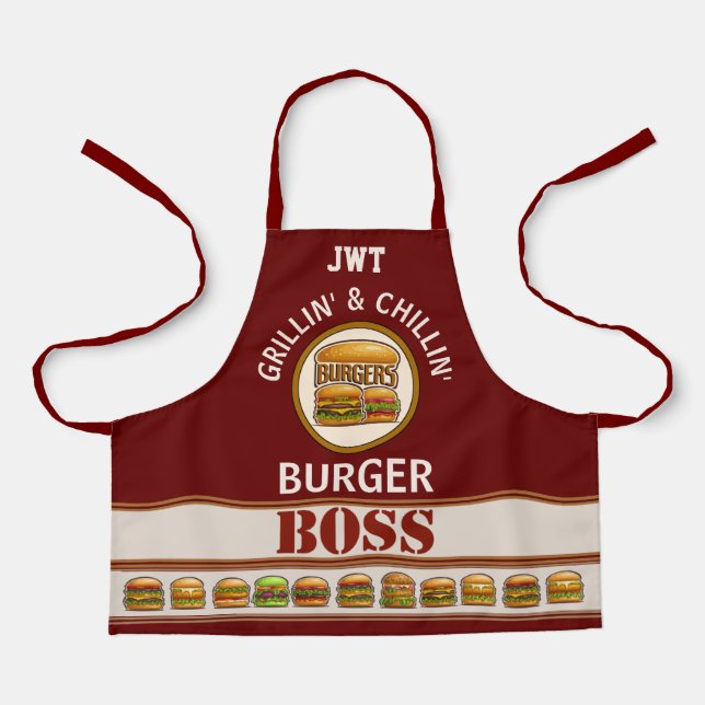 Burger Boss Tout-En-Tout Imprimer Tablier (Recto)