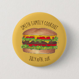 Burger Cheeseburger Wiedersehen Picnic Cookout Par Button