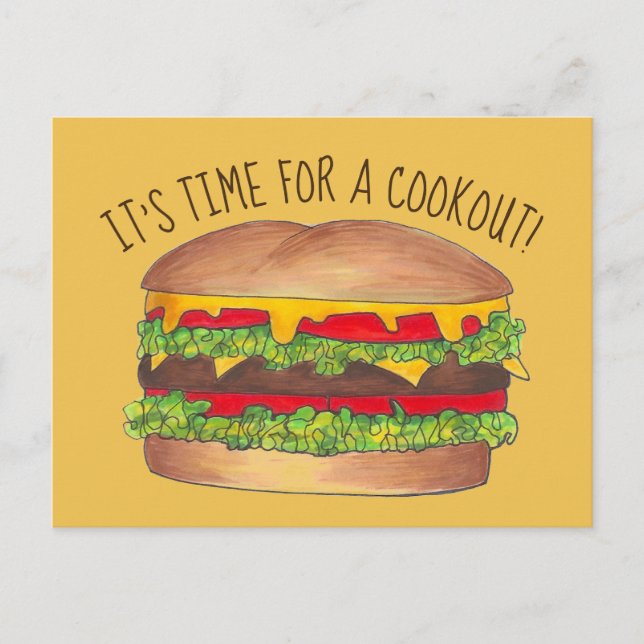 Burger Cheeseburger Wiedersehen Picnic Cookout Par Einladungspostkarte (Vorderseite)