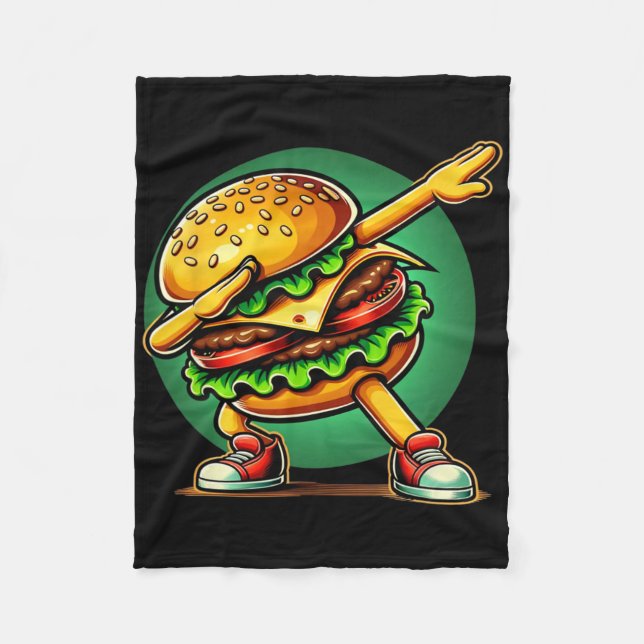 Burger Dabbing Funny Burger Hamburger Food Fleecedecke (Vorderseite)