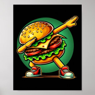 Burger Dabbing Funny Burger Hamburger Food Poster