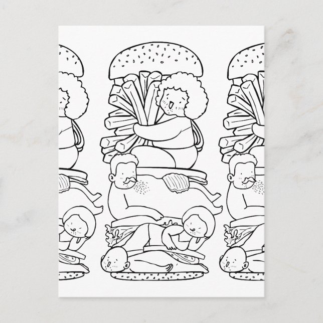 Burger Doodle Art Postkarte (Vorderseite)