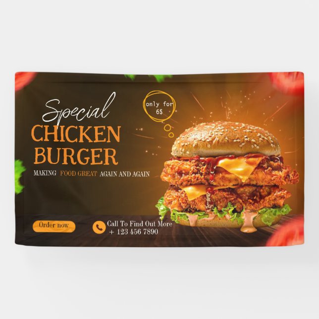 Burger Fast Food Grill Hamburger Party niedlich Banner (Horizontal)
