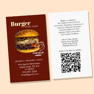Burger Food Truck Catering Visitenkarte