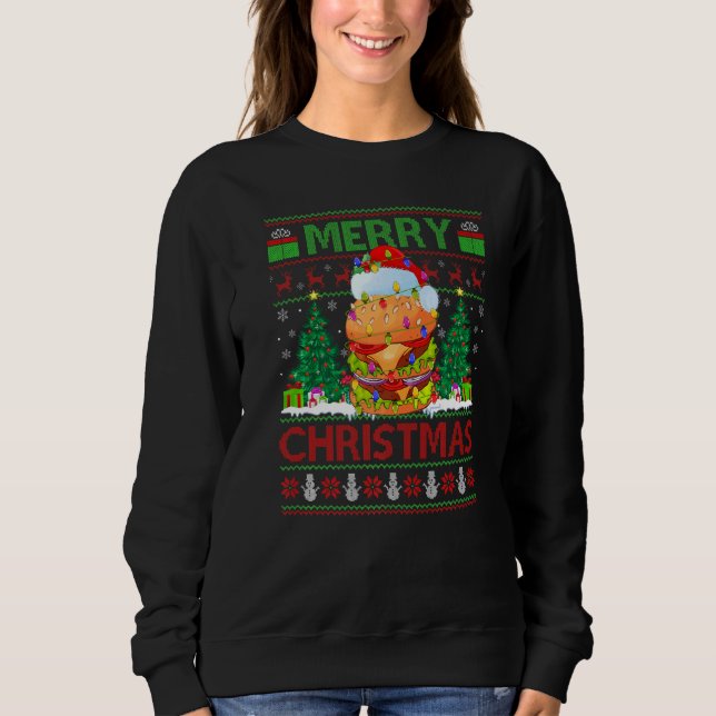 Burger Food  Xmas Tree Ugly Santa Burger Christmas Sweatshirt (Vorderseite)