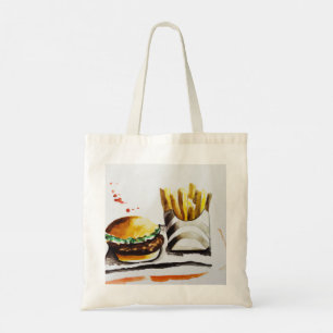 Burger & French Fries Original Water Color Tragetasche