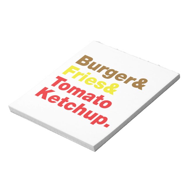 Burger & Fries & Tomato Ketchup. Notizblock (Rotiert)