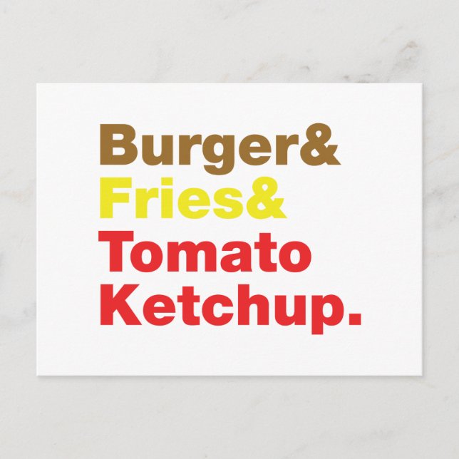 Burger & Fries & Tomato Ketchup. Postkarte (Vorderseite)