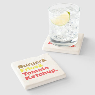 Burger & Fries & Tomato Ketchup. Steinuntersetzer