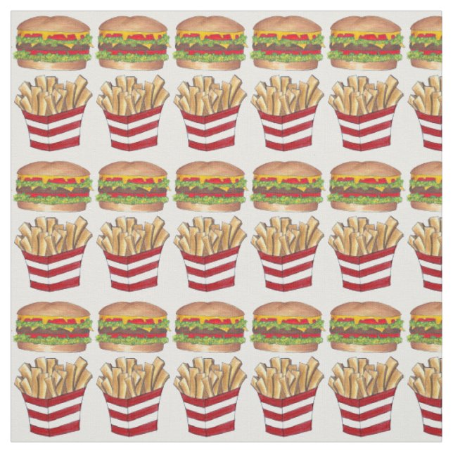 Burger Fry French Fries Fast Food Fabric Stoff (Muster)