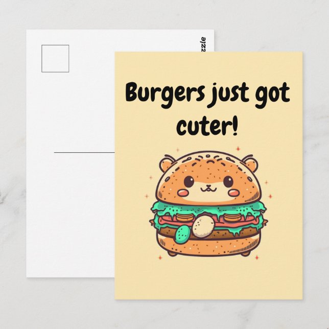 Burger gerade niedlicher got! - Niedlicher Hamster Postkarte (Vorne/Hinten)