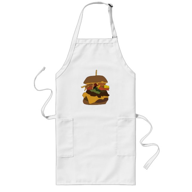 Burger Hamburger Burger Liebe Illustration Lange Schürze (Vorne)