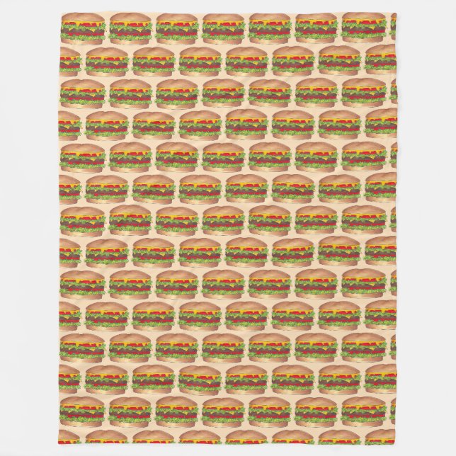 Burger Hamburger Cheeseburger Fast Food Feinschmec Fleecedecke (Vorderseite)