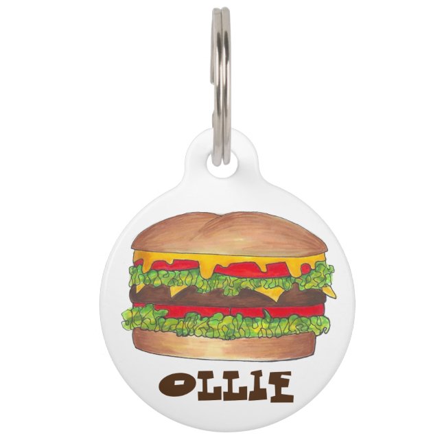 Burger Hamburger Cheeseburger Fast Food Feinschmec Haustiermarke (Vorderseite)