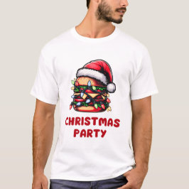 Burger Hamburger Christmas Hat Xmas T-Shirt