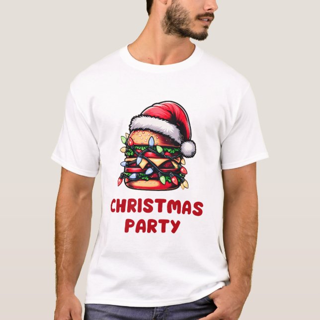 Burger Hamburger Christmas Hat Xmas T-Shirt (Vorderseite)
