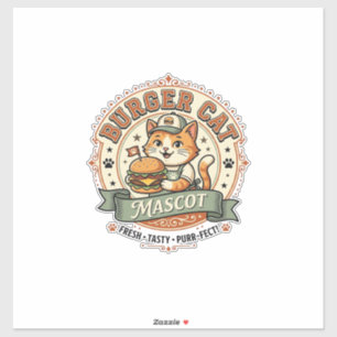 Burger-Katzen-Maskottchen Katze Fast-Food-Maskottc Aufkleber