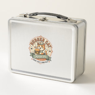 Burger-Katzen-Maskottchen Katze Fast-Food-Maskottc Metall Brotdose