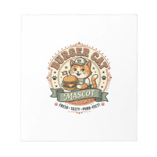 Burger-Katzen-Maskottchen Katze Fast-Food-Maskottc Notizblock