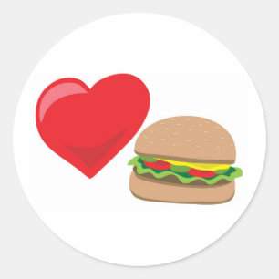 Burger Liebe! Personalisierbar: Runder Aufkleber