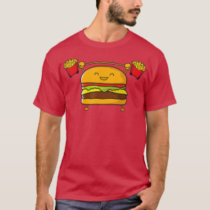 Burger Lifting Fries Funny Food Schnaps Squat Barb T-Shirt
