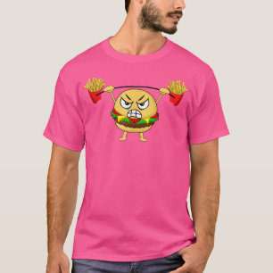 Burger Lifting Fries Funny Food Schnaps Squat Barb T-Shirt