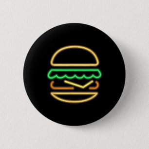 Burger Neon - Stil eines Clic 80er Retro Neon-Zeic Button
