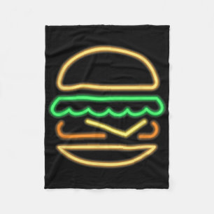 Burger Neon - Stil eines Clic 80er Retro Neon-Zeic Fleecedecke