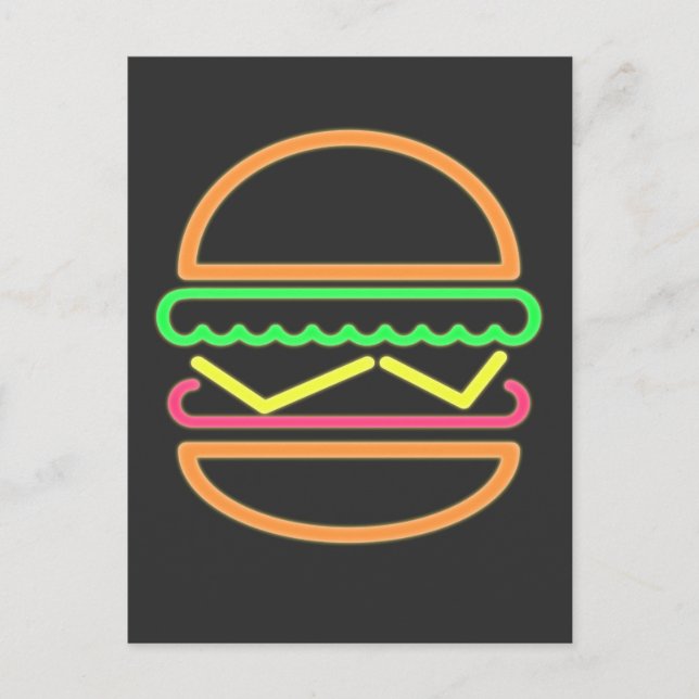 Burger Neon Tshirt - Klassischer 80er Retro Postkarte (Vorderseite)