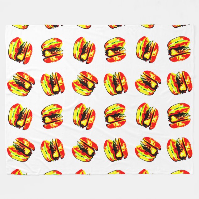 Burger Pattern Fleecedecke (Vorderseite (Horizontal))