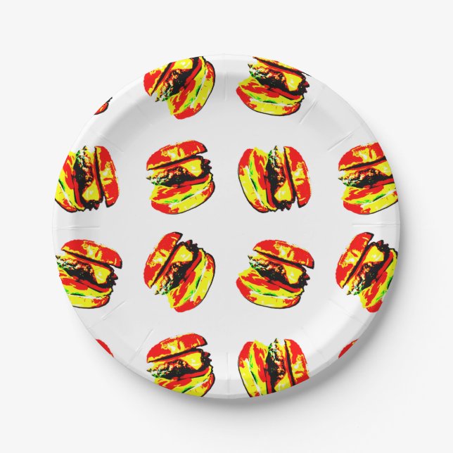 Burger Pattern Pappteller (Vorderseite)