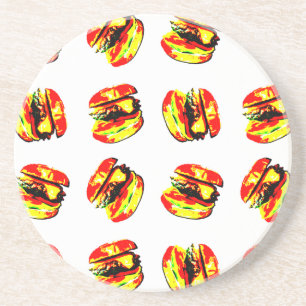Burger Pattern Sandstein Untersetzer