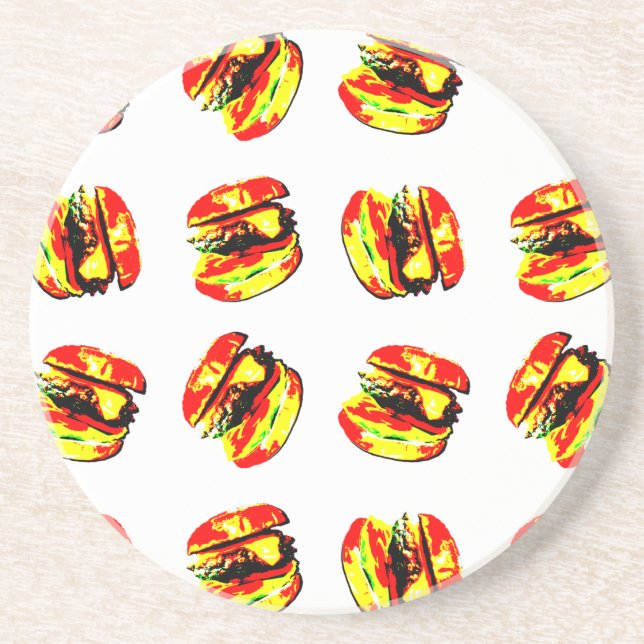 Burger Pattern Sandstein Untersetzer (Vorne)