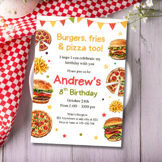 Burger & Pizza Geburtstag Feinschmecker Geburtstag Einladung