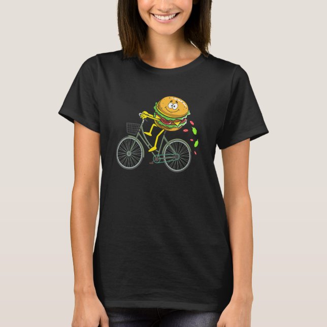 Burger Reiten auf dem Bike Radfahren Cheeseburger T-Shirt (Vorderseite)