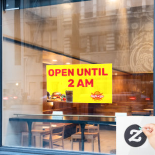 Burger-Restaurant-Logo anpassen Bis 2 Uhr morgens Fensteraufkleber