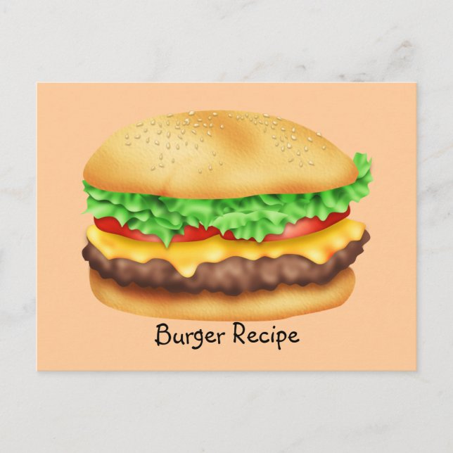 Burger-Rezept-Karte Postkarte (Vorderseite)