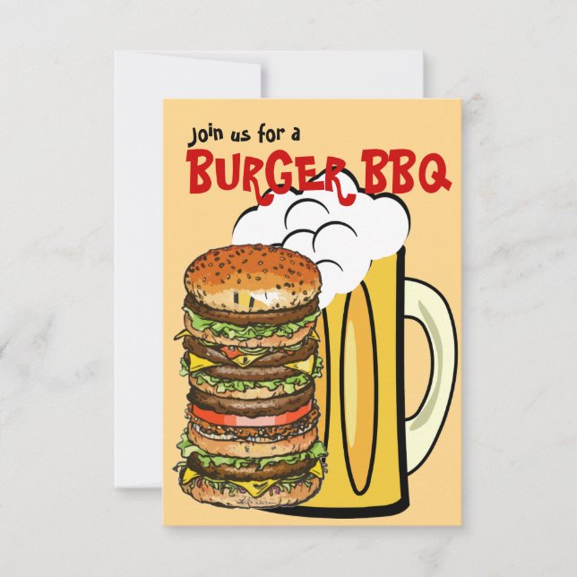 Burger und Bier-Sommer-Spaß-Party Einladung (Vorderseite)