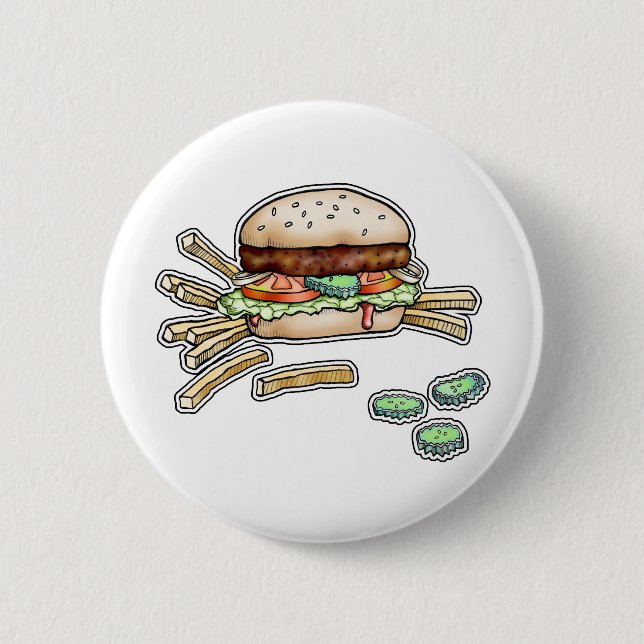 BURGER und FISCHROGEN-KNOPF Button (Vorderseite)
