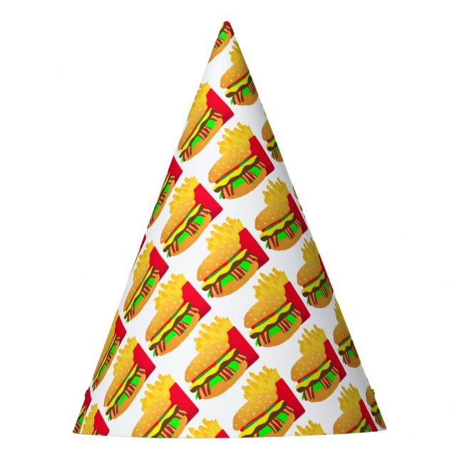 Burger und Fries Partyhütchen (Vorderseite)