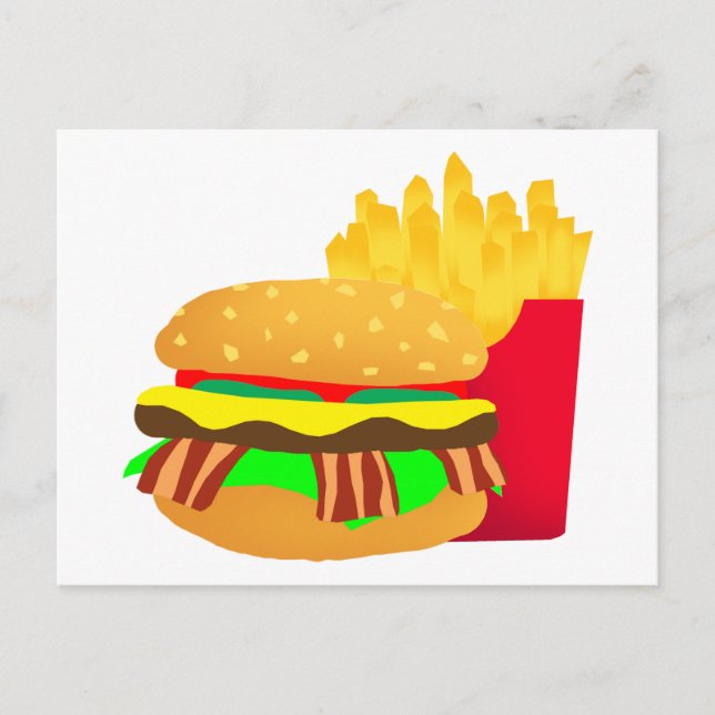Burger und Fries Postkarte (Vorderseite)