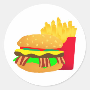 Burger und Fries Runder Aufkleber