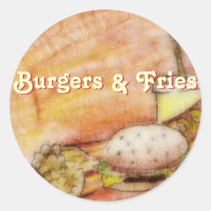 Burger- und Friesenaufkleber Runder Aufkleber