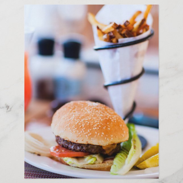 Burger und Pommes frites Flyer (Vorne)