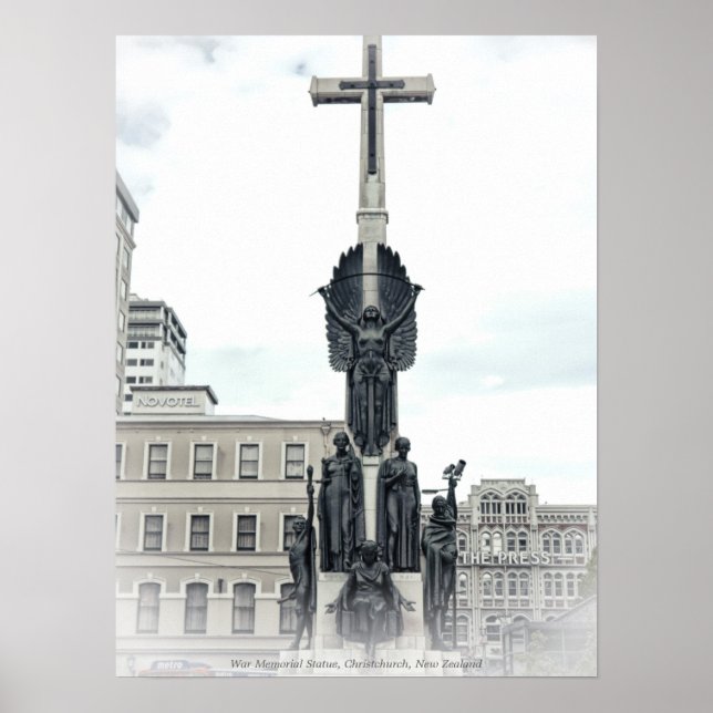 Bürgerkriegsdenkmal-Statue, Christchurch New Zeal Poster (Vorne)