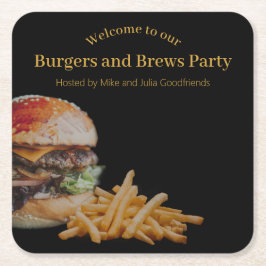 Burgers and Brews Party Rechteckiger Pappuntersetzer
