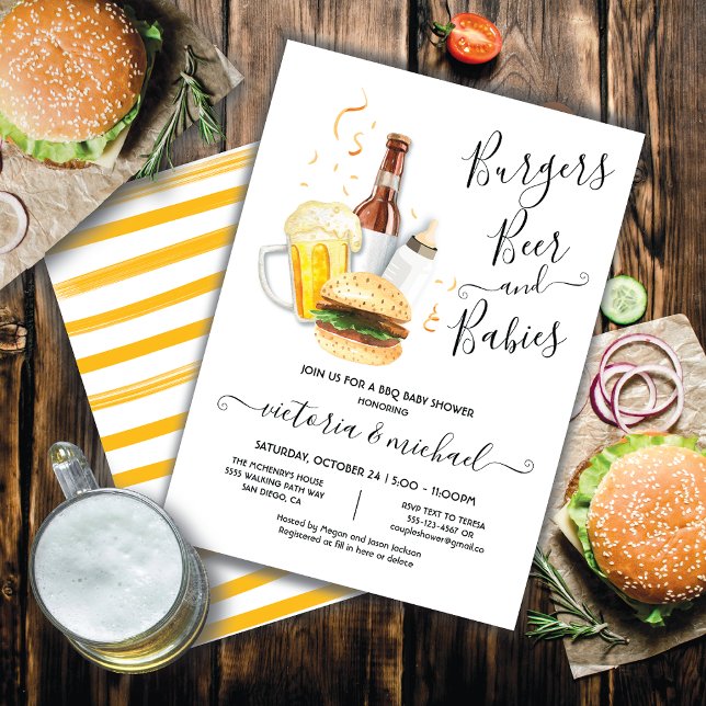 Burgers Beer and Babies Baby Shower Einladung (Von Creator hochgeladen)