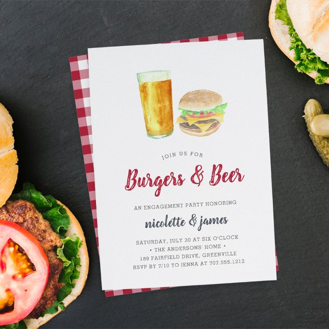 Burgers & Beer Engagement Party Invitation (Créateur téléchargé)